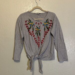 Red herring Striped Embroidered Top GUC L